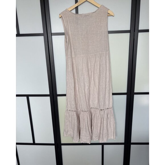 Valentina Naldi Linen dress Midi size Large Lagenlook boho coastal Minimal - Picture 11 of 15
